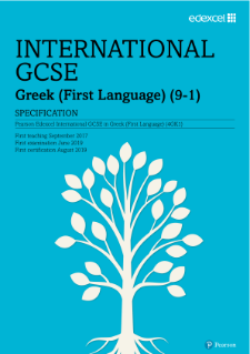 Specification - International GCVSE in Greek (First Language)